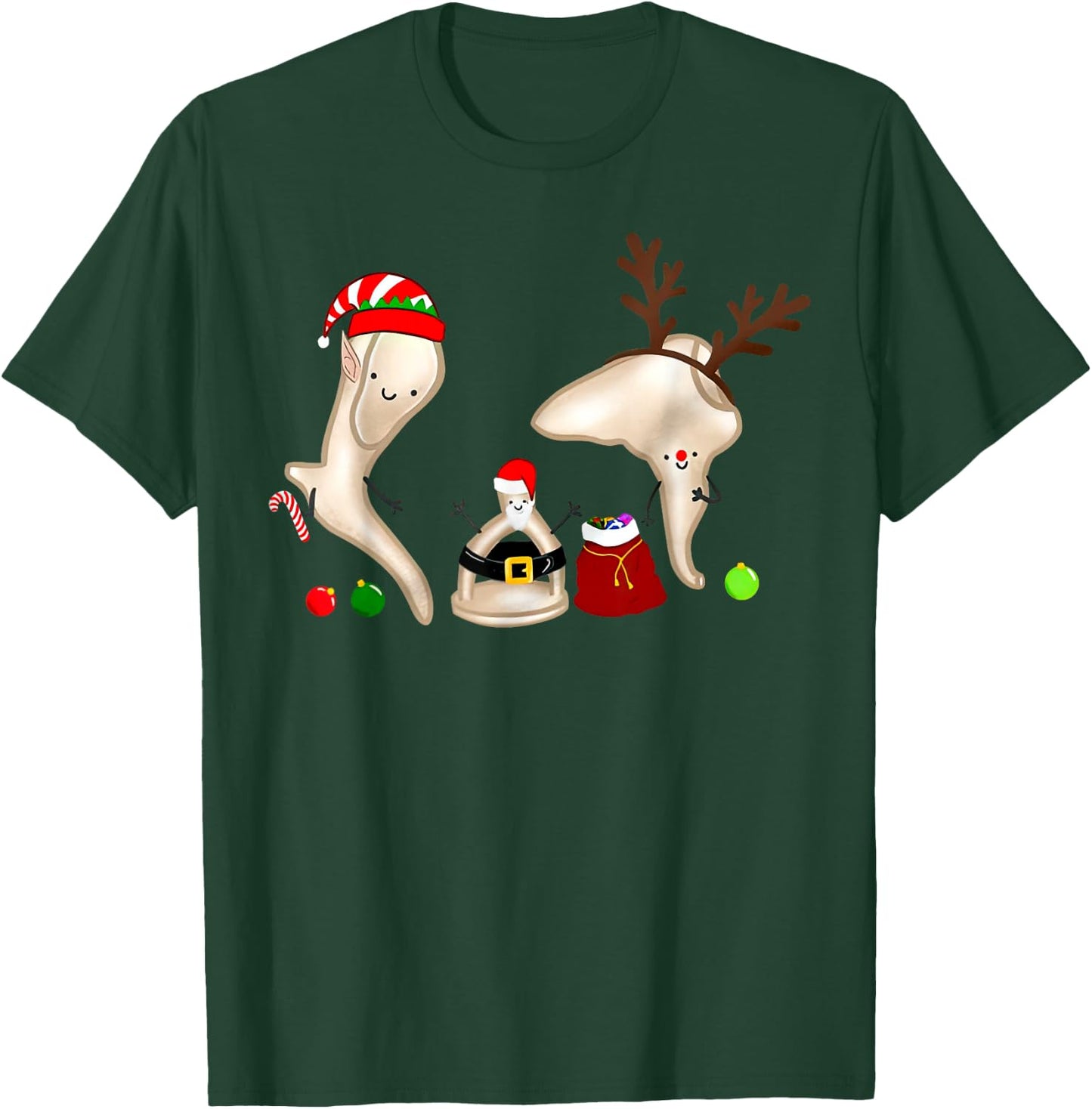 Christmas Ossicle Audiology Audiologist Student ENT Nurse T-Shirt - T-Shirt | Forest