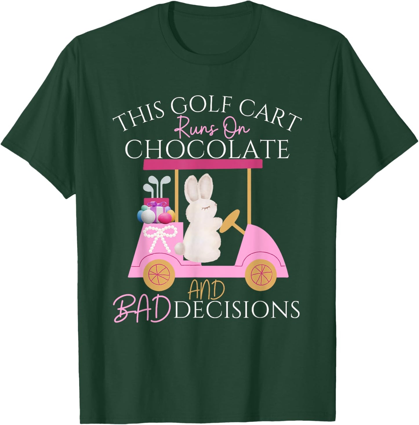 Golf Golfer Easter Eggs Bunny Rabbit Golf Cart Matching T-Shirt - T-Shirt | Forest