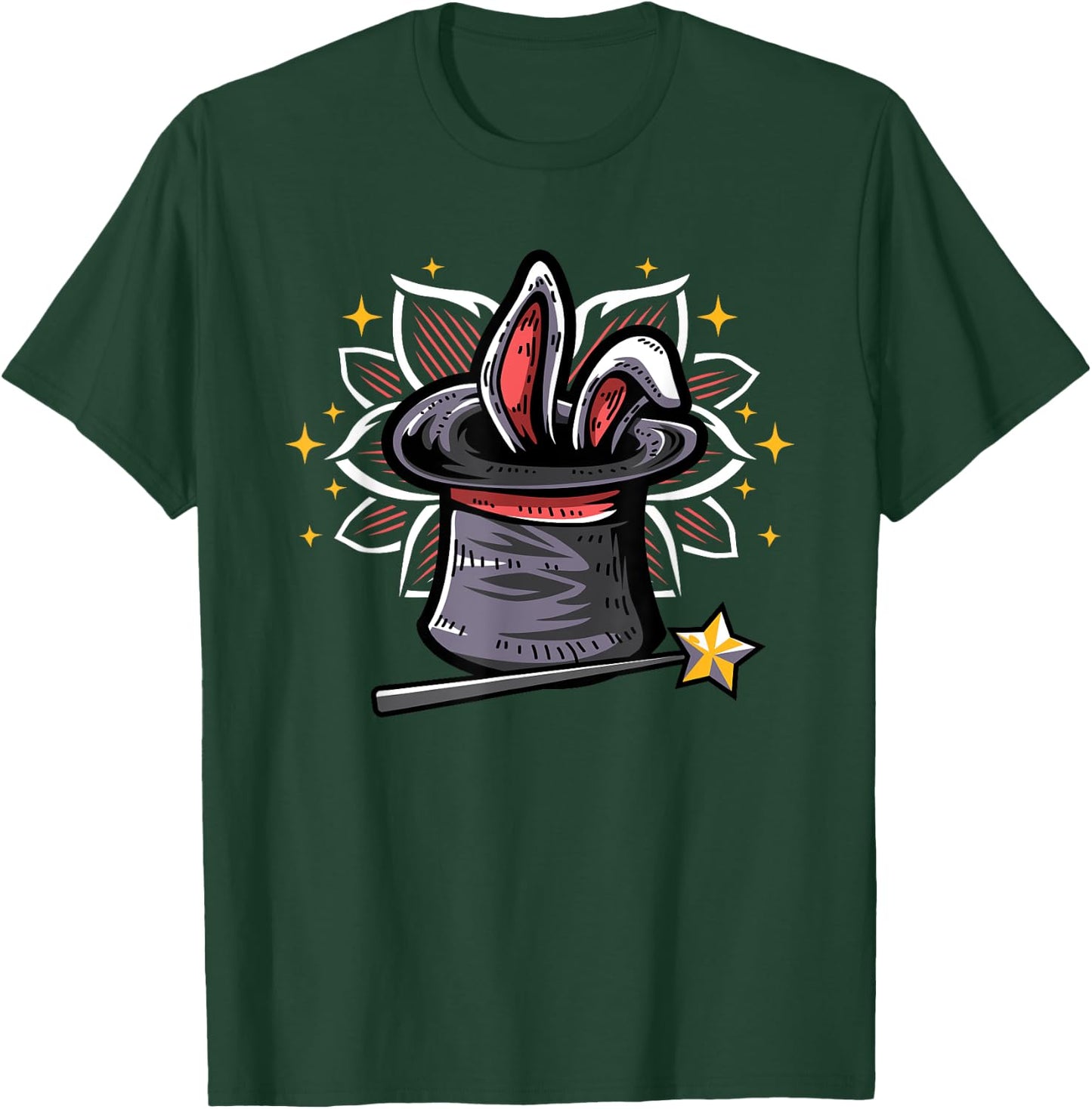 Magic Magician Hat Rabbit In A Hat Magic Wand T-Shirt - T-Shirt | Forest