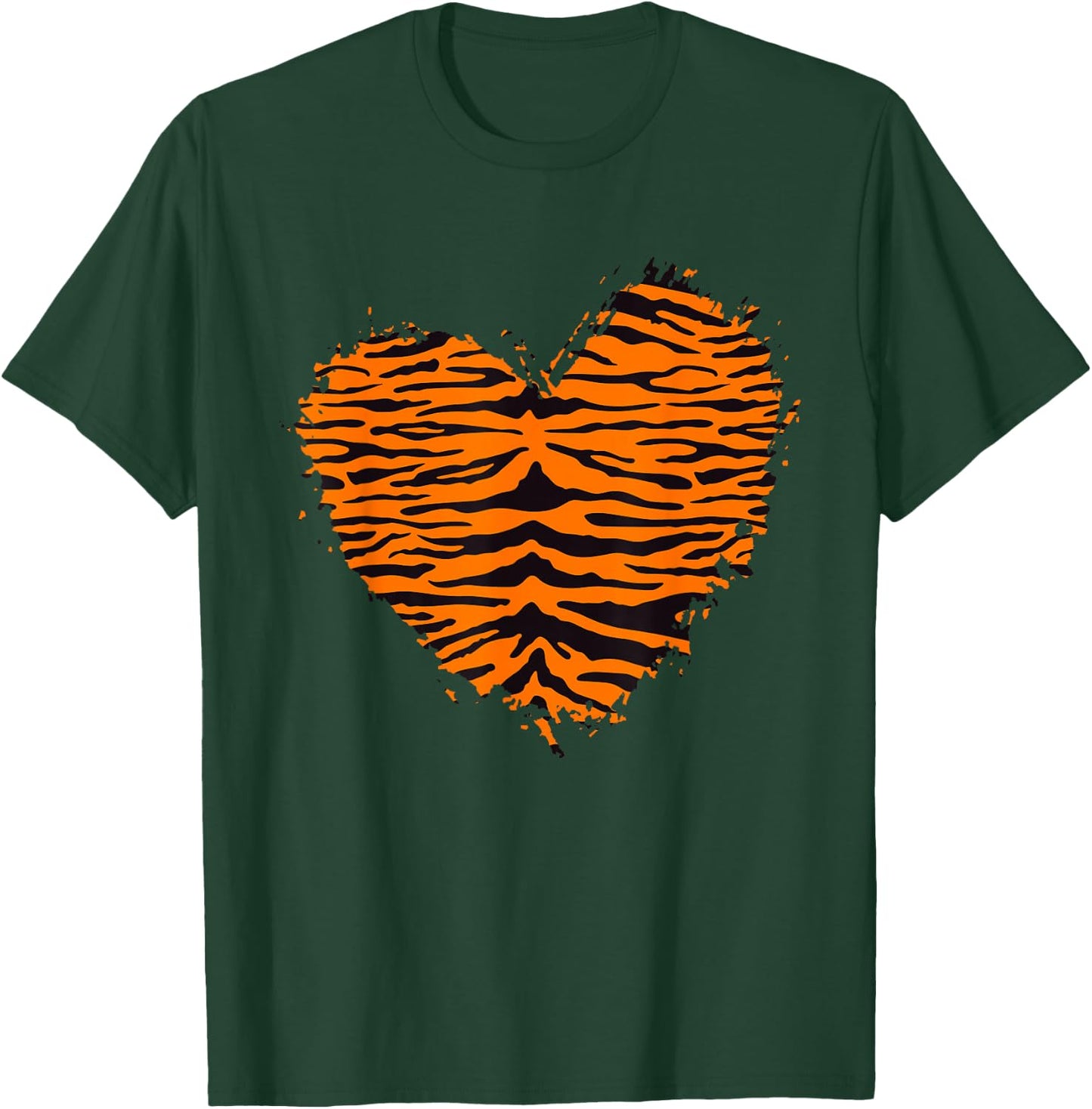 Tiger Heart Stripes Print Cute Tiger Zoo Costume Women Girls , black T-Shirt - T-Shirt | Forest