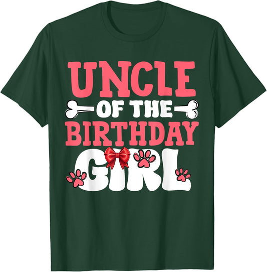 Uncle Of The Birthday Girl Dog Paw Birthday Party T-Shirt - T-Shirt | Forest