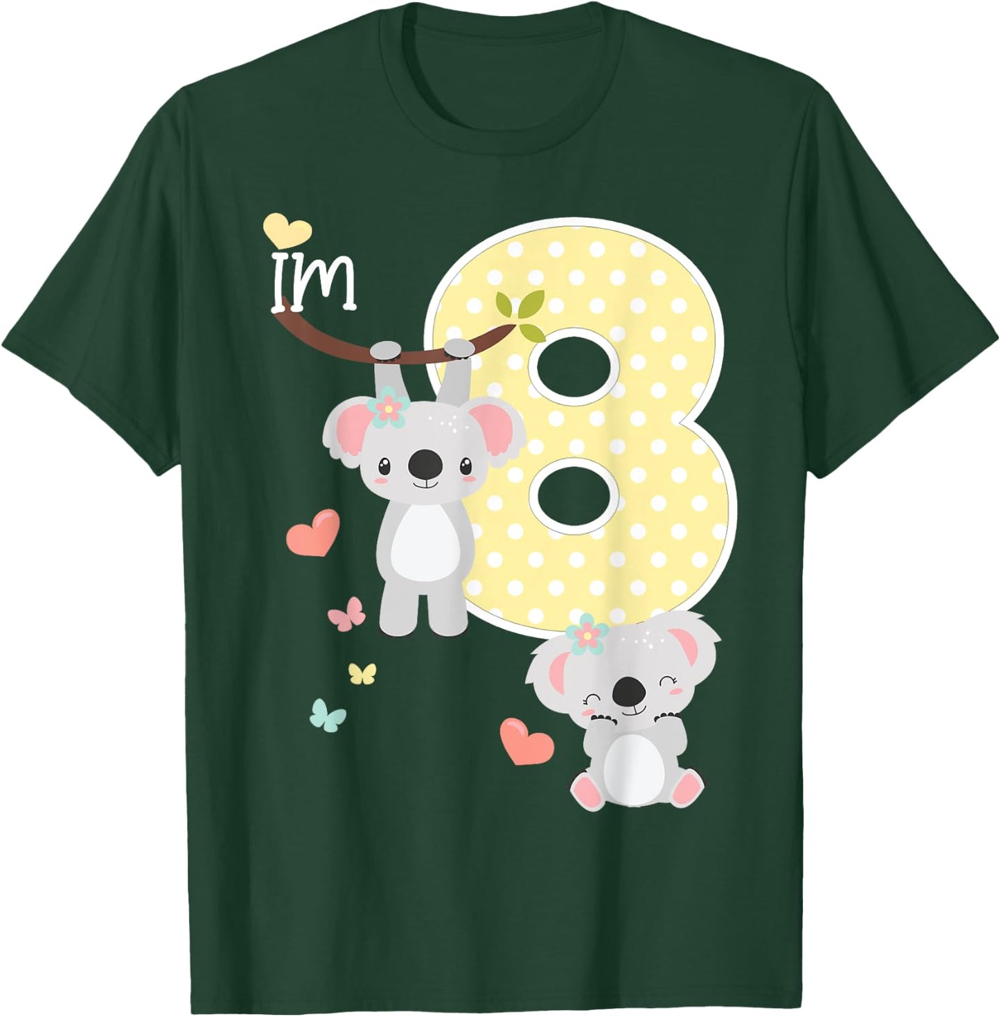 Koala Bear 8th Birthday Girl 8 Year Old Birthday Cute Koalas T-Shirt - T-Shirt | Forest