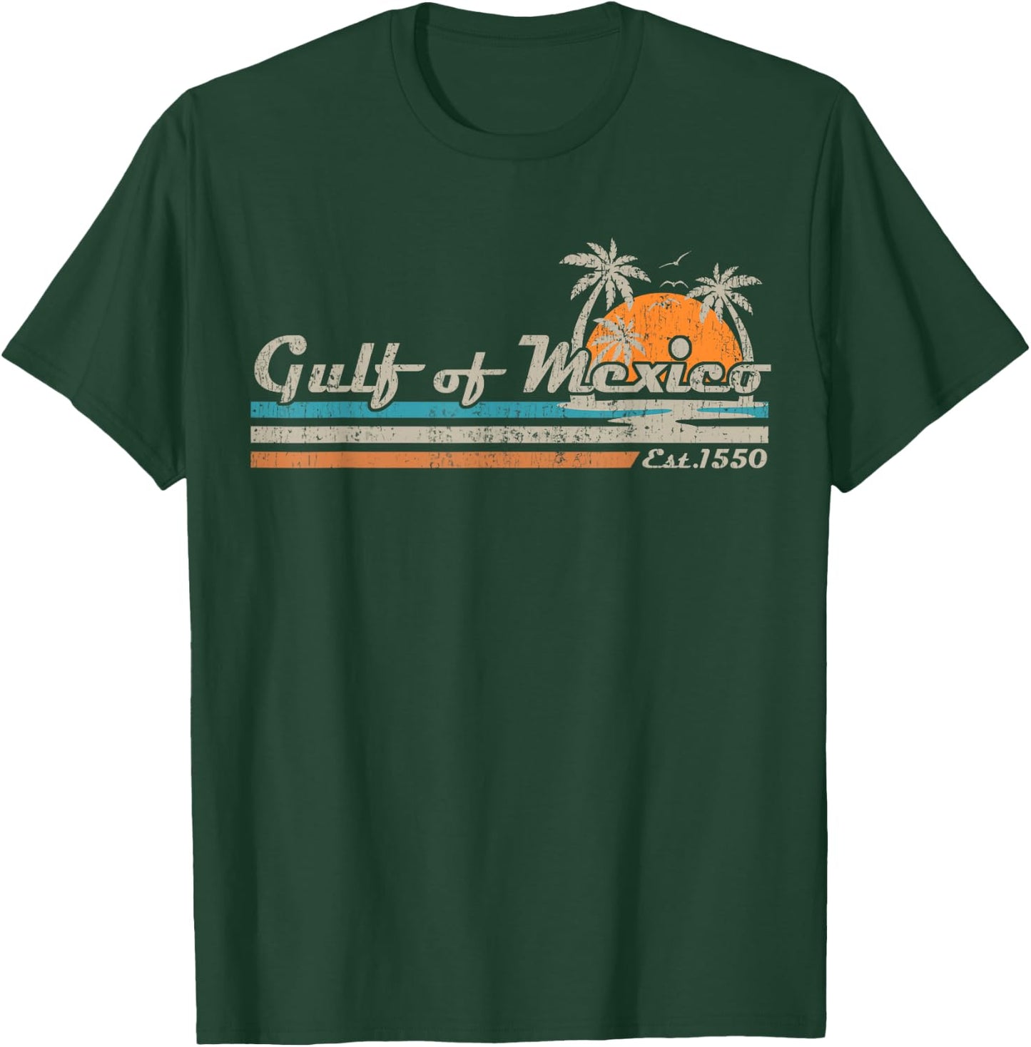 Vintage Gulf of Mexico Since 1550 Retro Vintage Beach Funny T-Shirt - T-Shirt | Forest