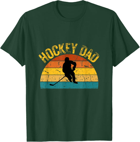 Ice Hockey Retro Vintage Player Hockey Dad Men Father T-Shirt - T-Shirt | Forest