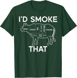 Id Grill That Cow Beef Meat Chart Bbq Barbecue Grill Butcher T-Shirt - T-Shirt | Forest