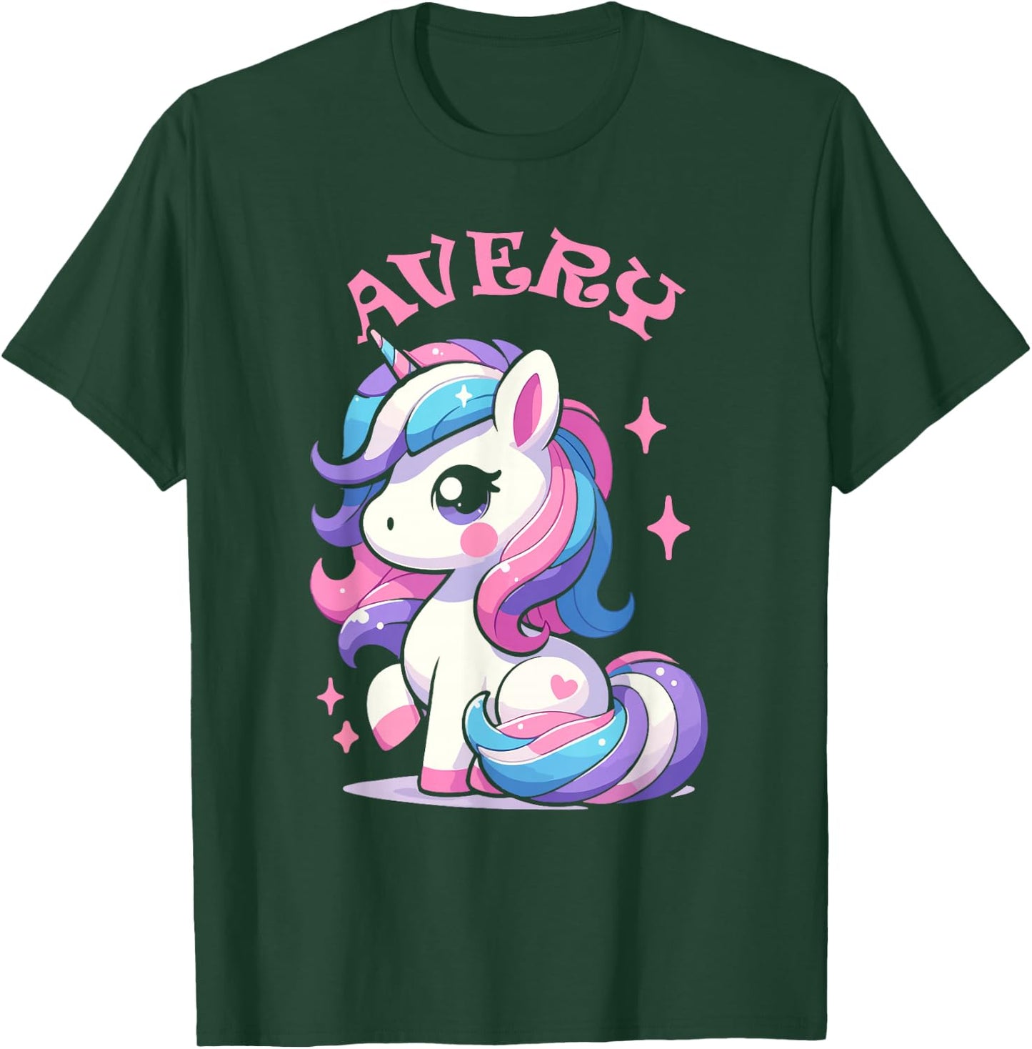 Avery Cute Unicorn Design for Girls Name Avery T-Shirt - T-Shirt | Forest