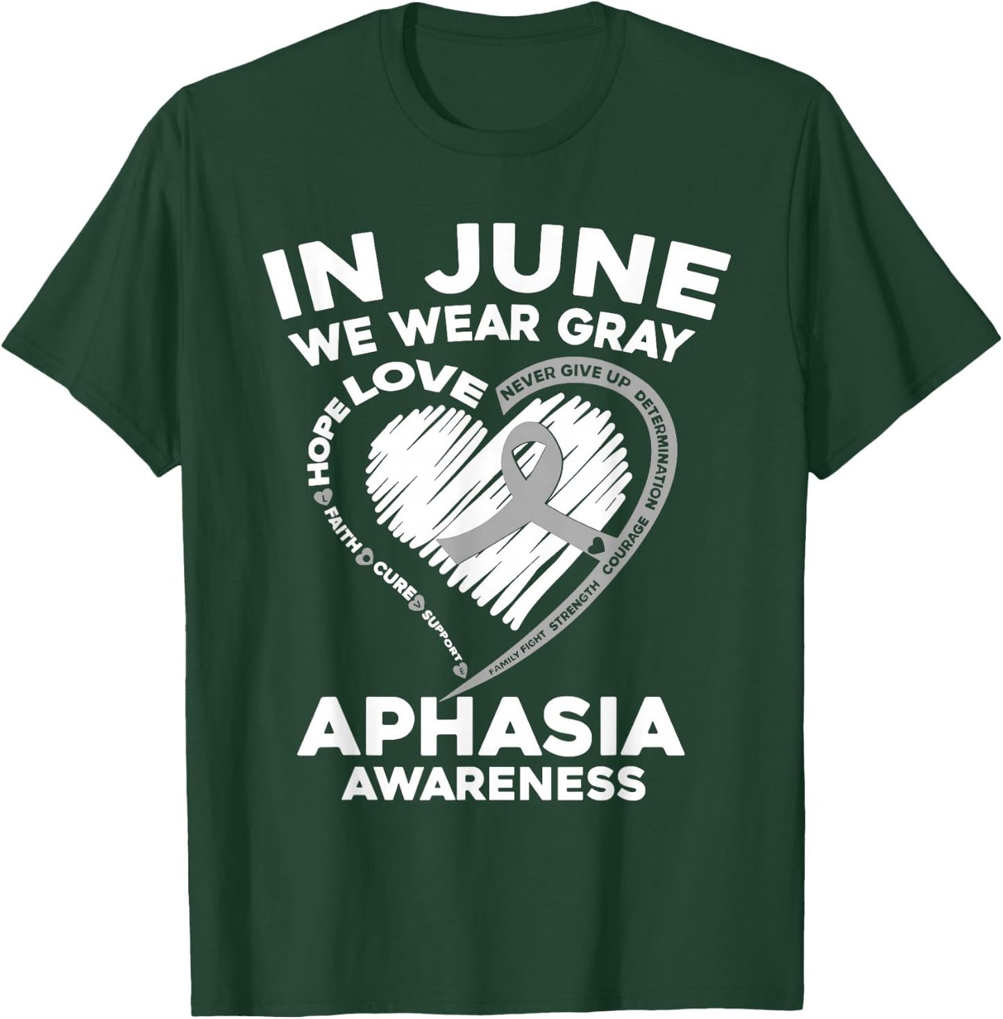 Aphasia Awareness Gray Ribbon Support Family Matching T-Shirt - T-Shirt | Forest