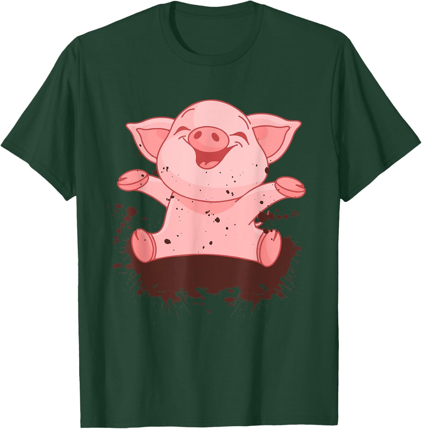 Happy Pig Playing In The Mud Funny Animal Lover Costume T-Shirt - T-Shirt | Forest