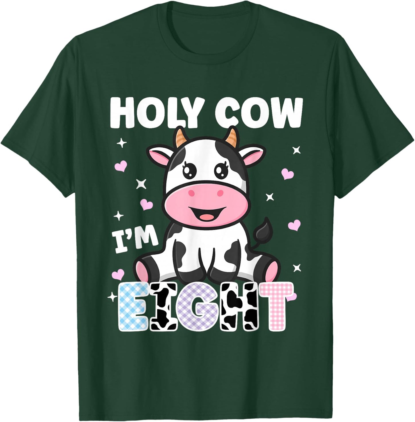 Holy Cow I'm Eight Years Old Cute Cow 8th Birthday Party T-Shirt - T-Shirt | Forest