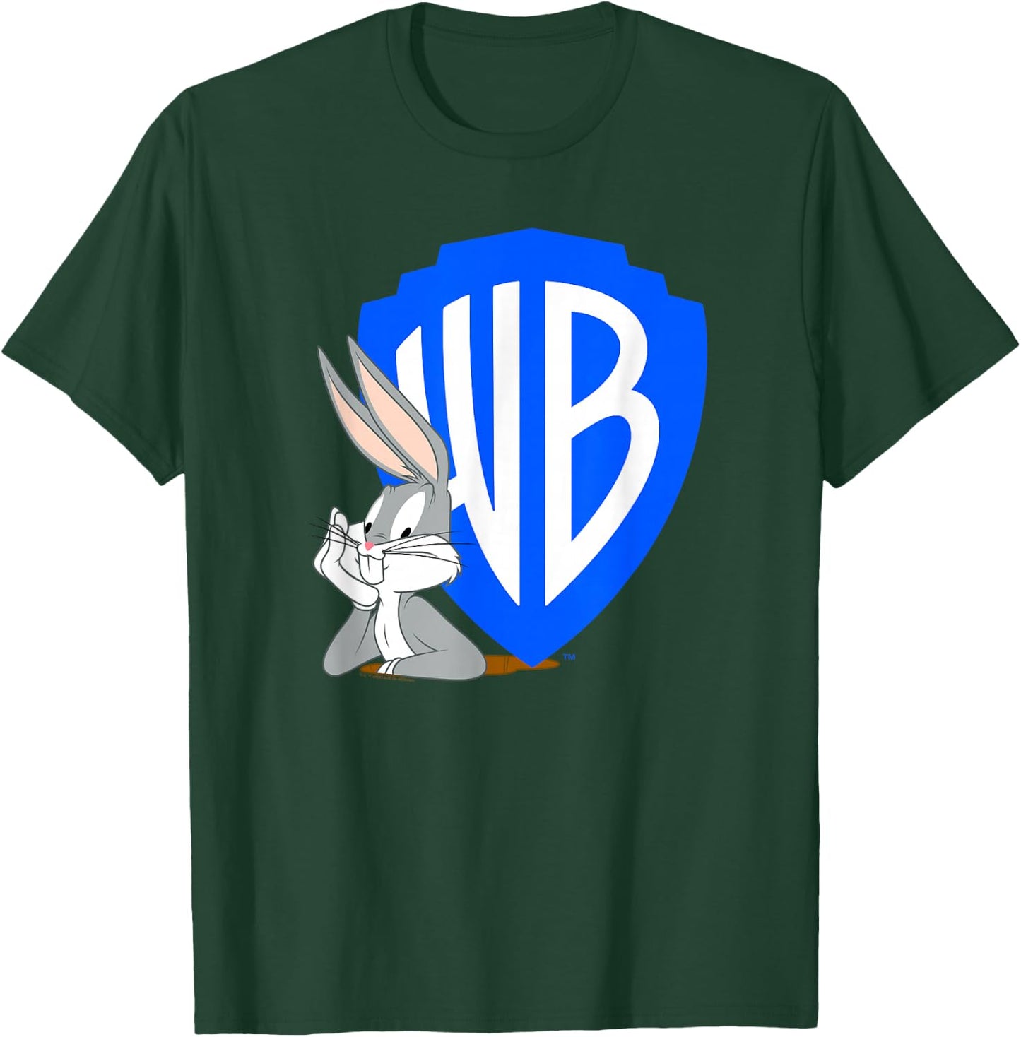 WB100 Bugs Bunny Classic Warner Brothers Cartoon Badge Logo T-Shirt - T-Shirt | Forest