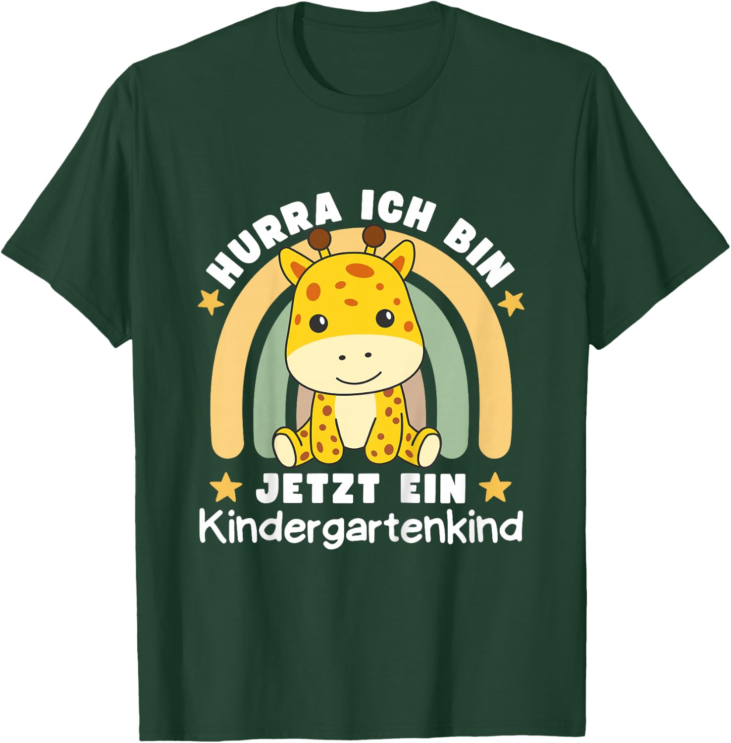Children's with German Text "Hurra Ich Bin Jetzt Ein Kindergartenkind Giraffe, black T-Shirt - T-Shirt | Forest
