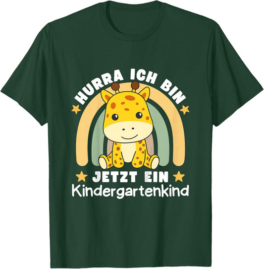 Children's with German Text "Hurra Ich Bin Jetzt Ein Kindergartenkind Giraffe, black T-Shirt - T-Shirt | Forest