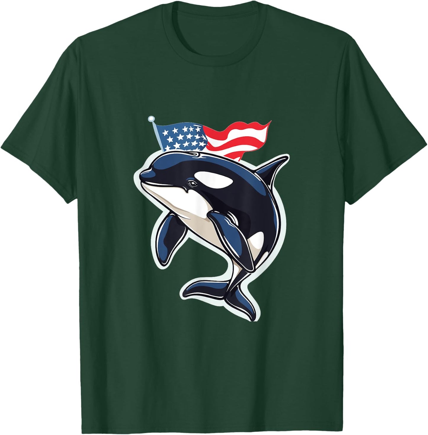 Orca American Flag Patriotic 4th Of July T-Shirt - T-Shirt | Forest