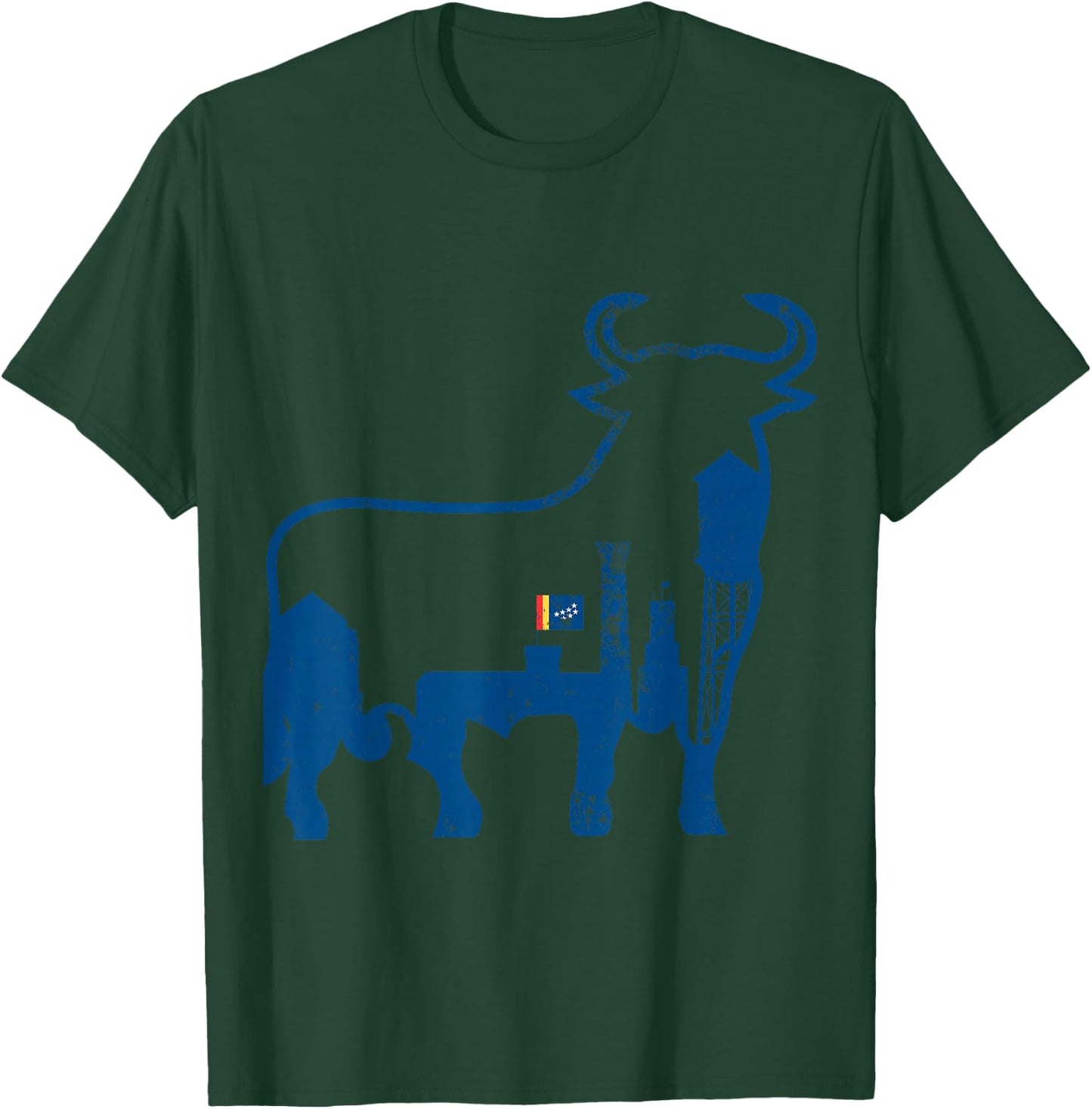 Durham NC City Skyline Standing Bull Silhouette T-Shirt - T-Shirt | Forest