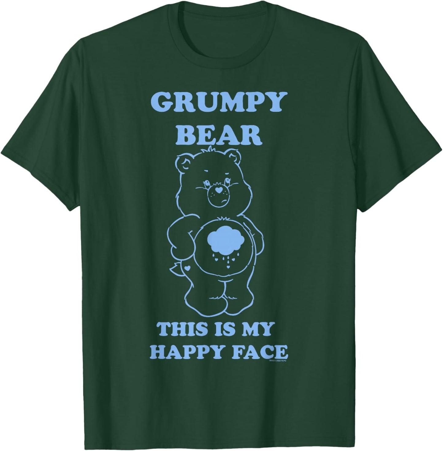 Care Bears Grumpy Bear This Is My Happy Face Costume , Black, S T-Shirt - T-Shirt | Forest