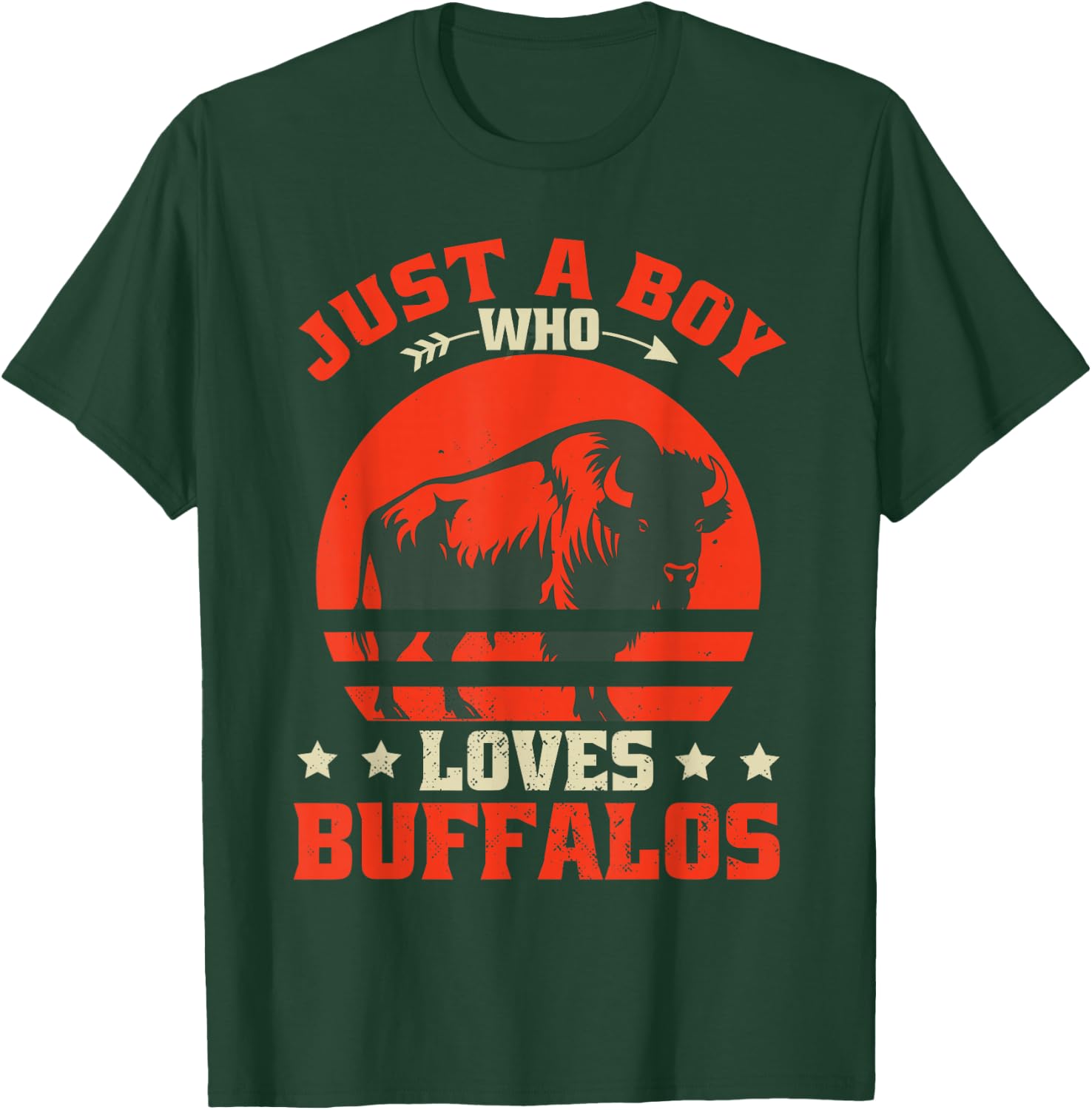 Retro Bison Buffalo Boy T-Shirt - T-Shirt | Forest
