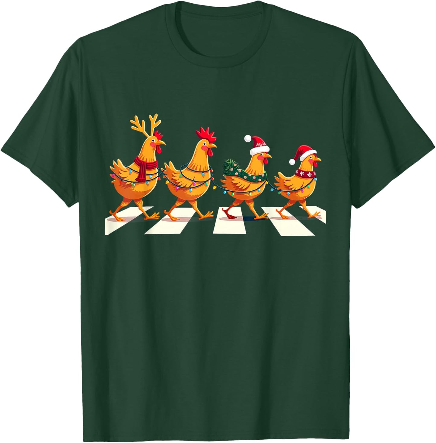 Rhode Island Red Chicken Crossing Road Xmas T-Shirt - T-Shirt | Forest