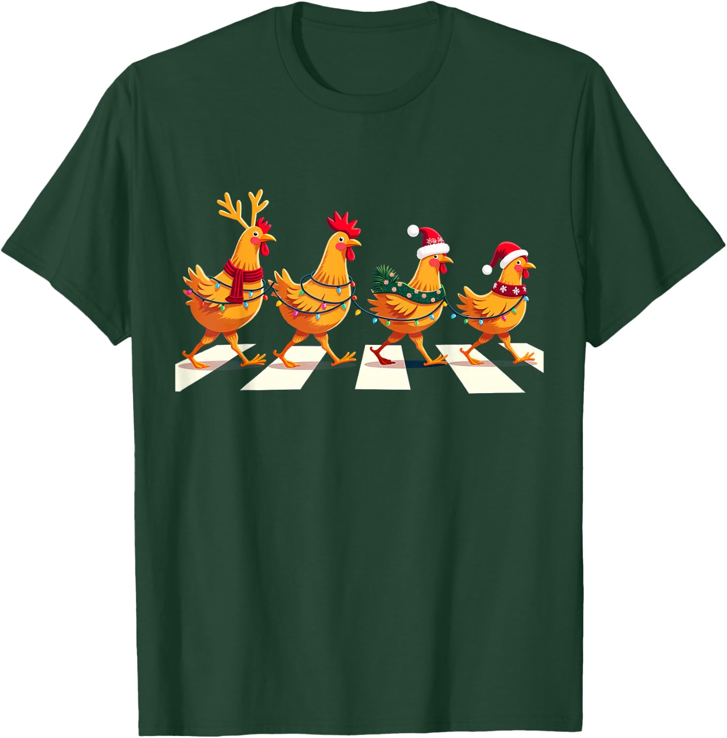 Rhode Island Red Chicken Crossing Road Xmas T-Shirt - T-Shirt | Forest