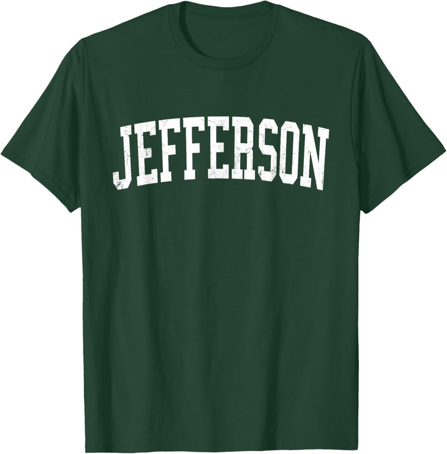 Vintage Jefferson LA Distressed White Varsity Style T-Shirt - T-Shirt | Forest