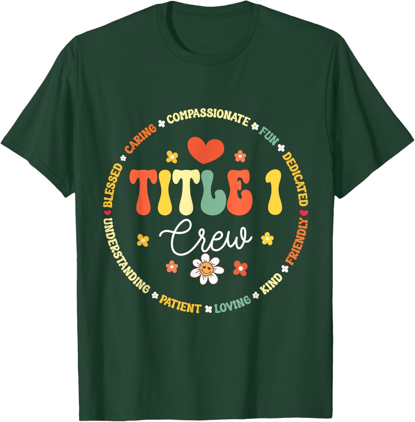 Groovy Title 1 Crew cute title 1 Reading teacher T-Shirt - T-Shirt | Forest