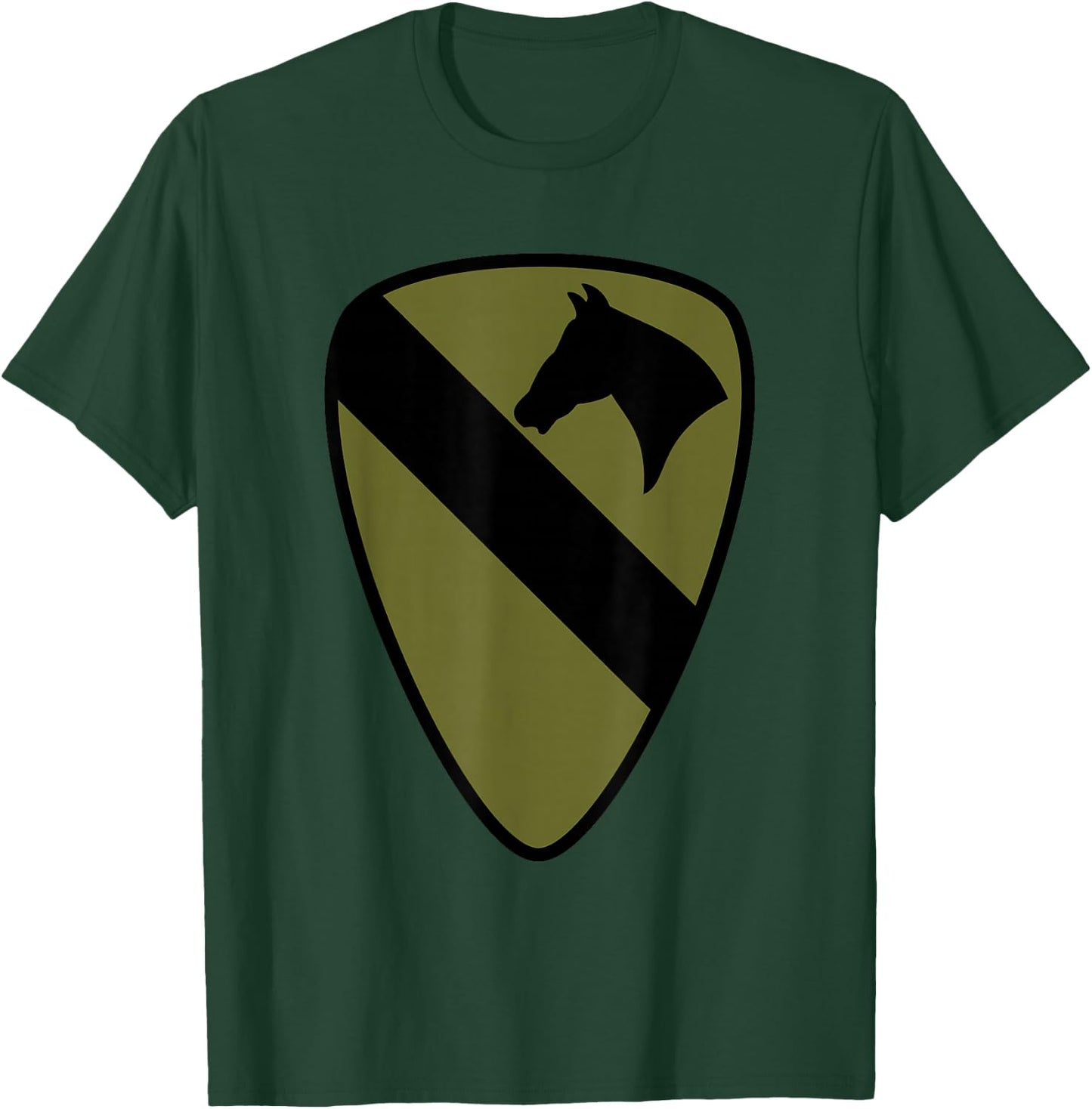 1st Cavalry Division Patch - 1st CAV OD Green Camo T-Shirt - T-Shirt | Forest