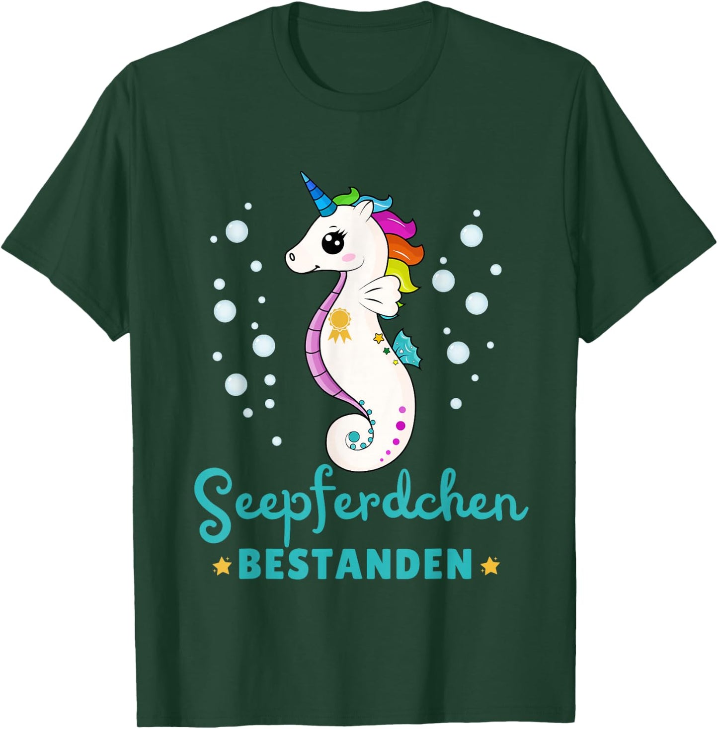 Children's Seahorse Passed Early Swimmer Badge, black T-Shirt - T-Shirt | Forest