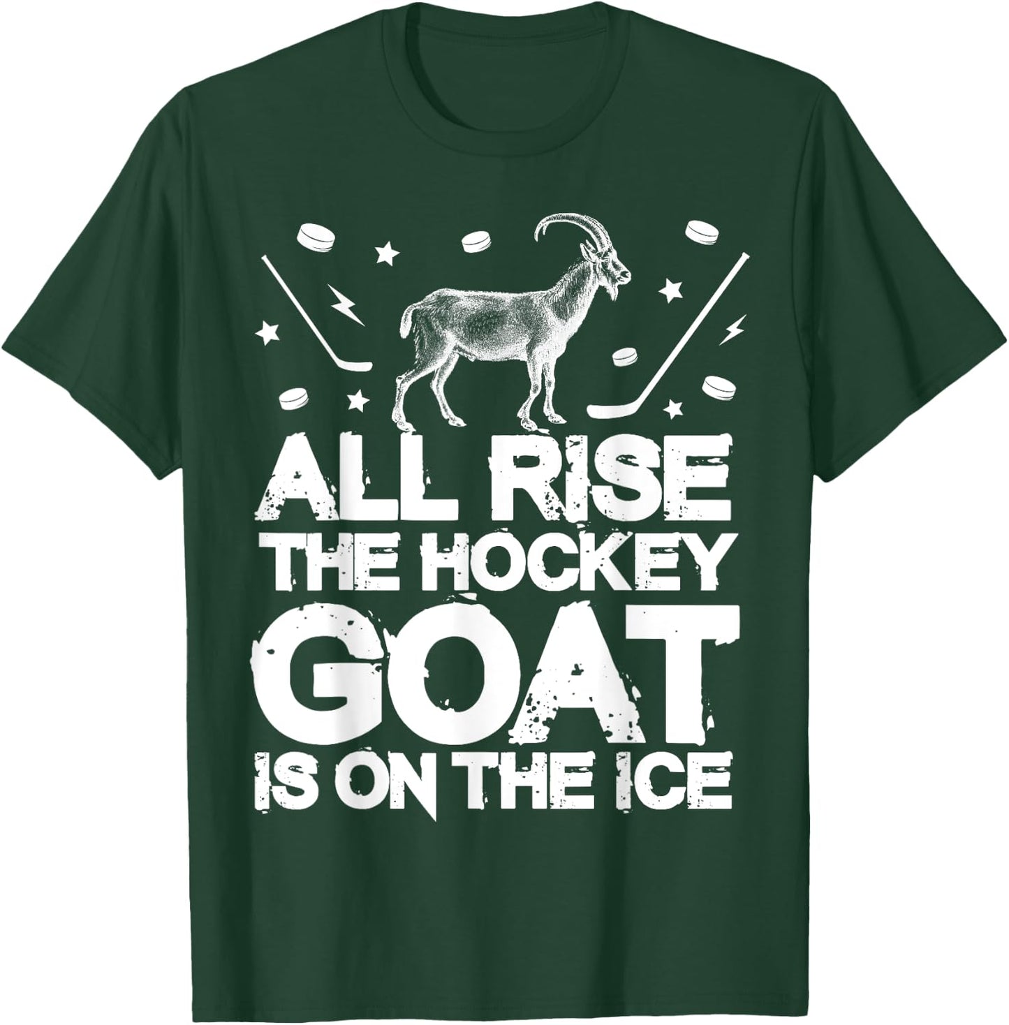 Funny Boys Ice Hockey Gift - All Rise Hockey GOAT On Ice T-Shirt - T-Shirt | Forest