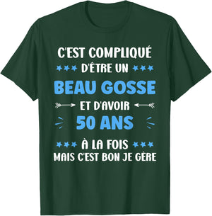 Beau gosse 50 ans Humour Man Birthday 50 years , Black, S T-Shirt - T-Shirt | Forest