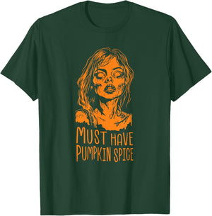 Funny Pumpkin Spice Zombie Coffee Halloween Drink Latte Fall T-Shirt - T-Shirt | Forest