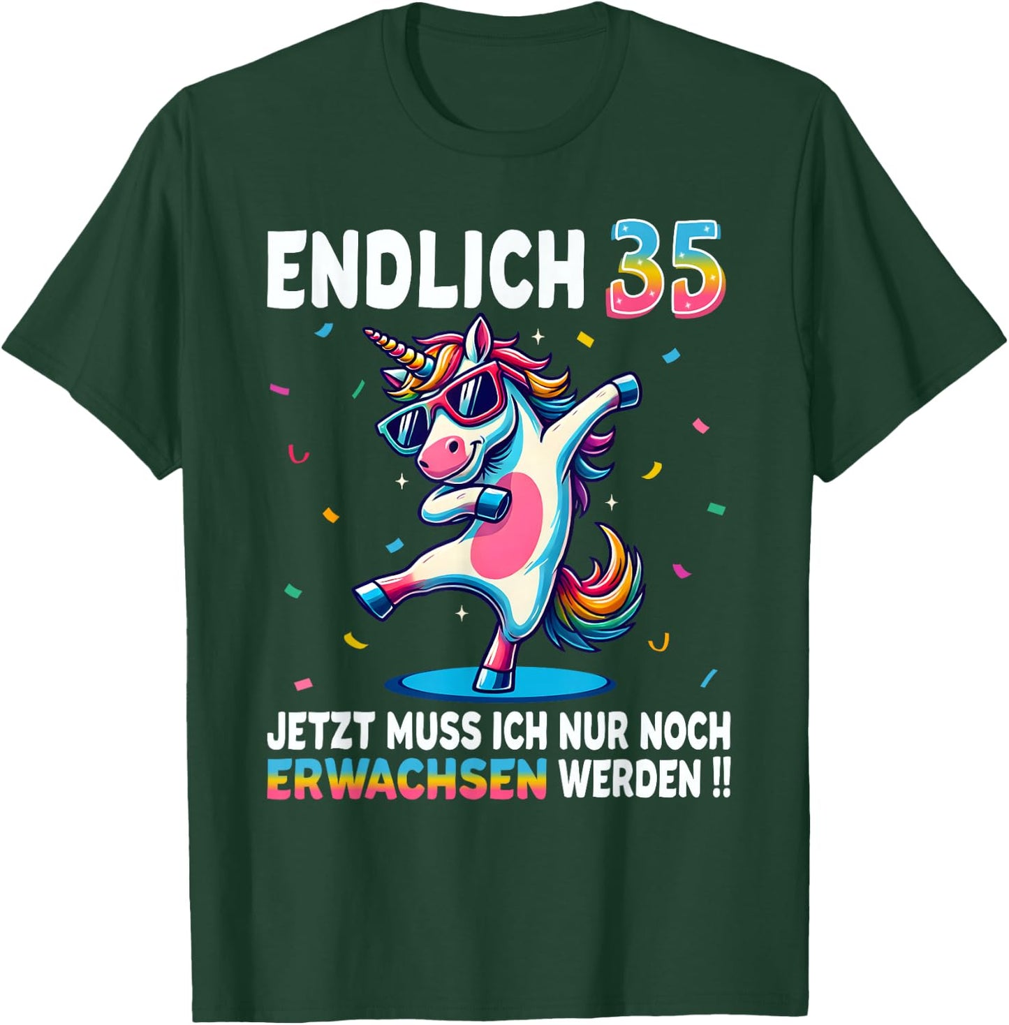 35th Birthday Gifts Woman Man Party Outfit Unicorn , black T-Shirt - T-Shirt | Forest
