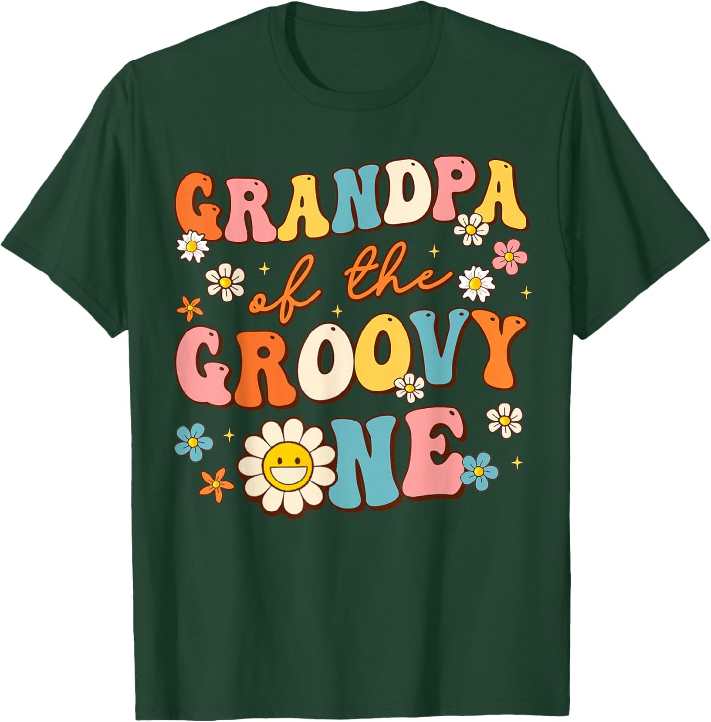 Grandpa Of Groovy One 1st Birthday Pregnancy Announcement T-Shirt - T-Shirt | Forest