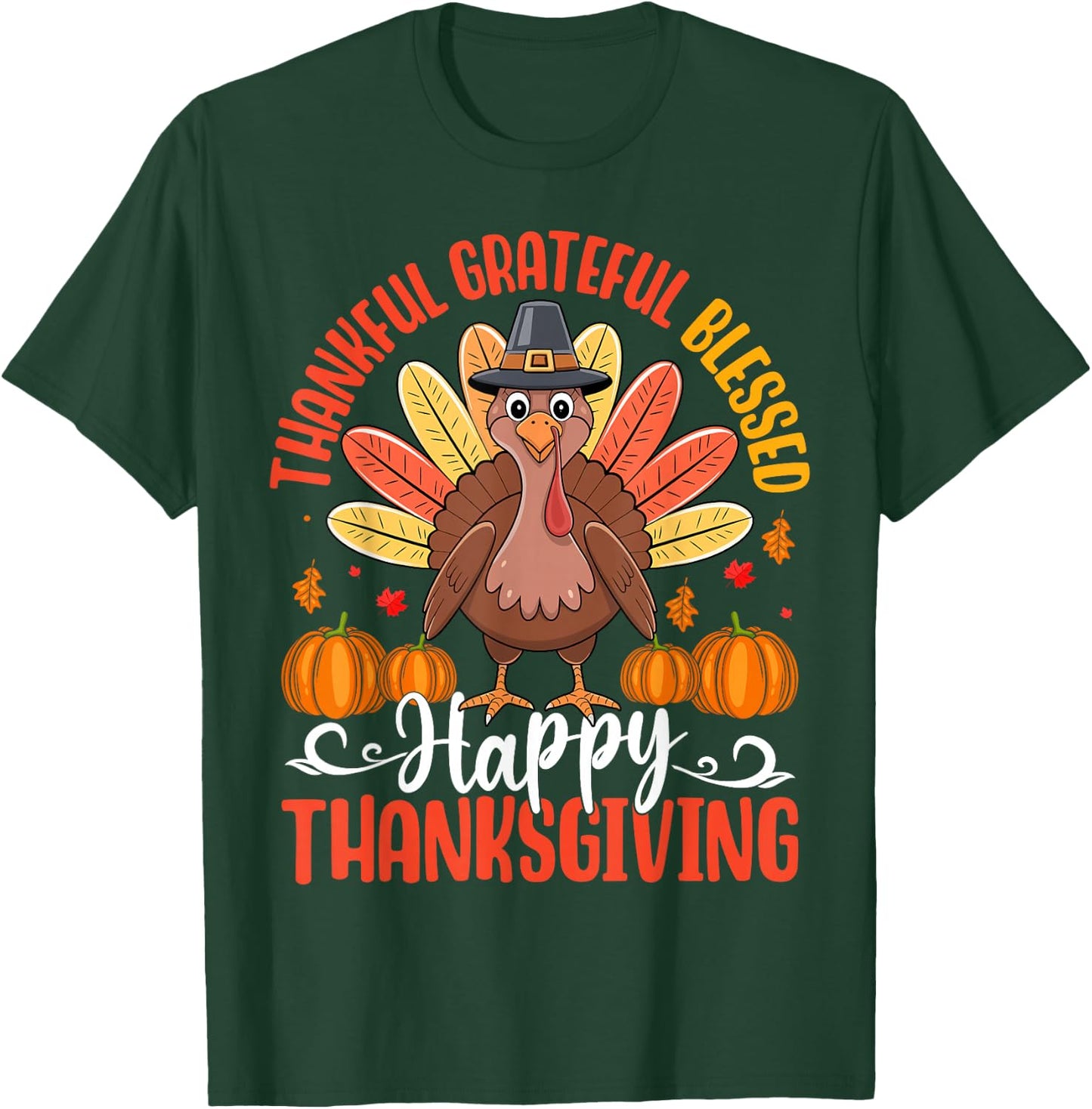 Thanksgiving Women Men Girl Funny Turkey Autumn Fall Family T-Shirt - T-Shirt | Forest