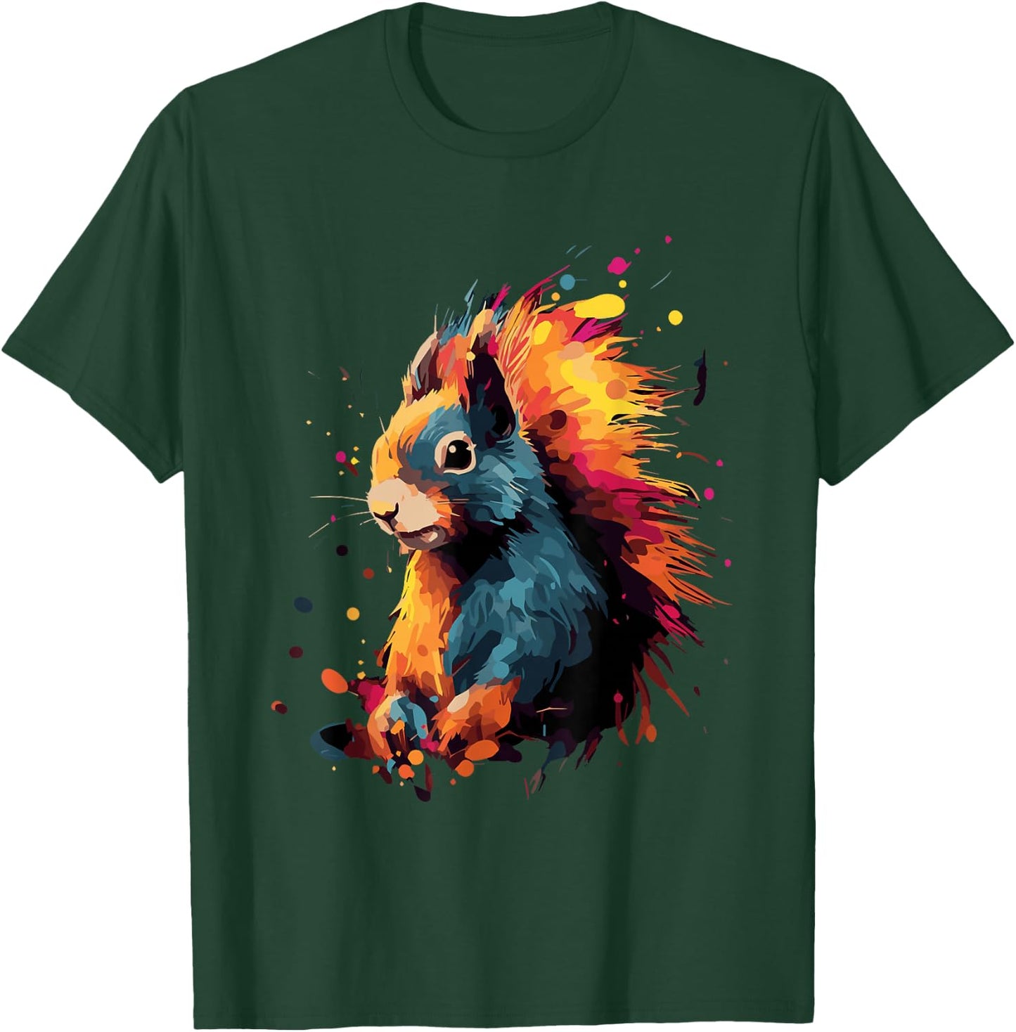 Squirrel Baumhörnchen Grauhörnchen Kleidung Eichhörnchen Colorful Damen Schwarz Cartoon Eichhörnchen Motiv Small EU S T-Shirt - T-Shirt | Forest