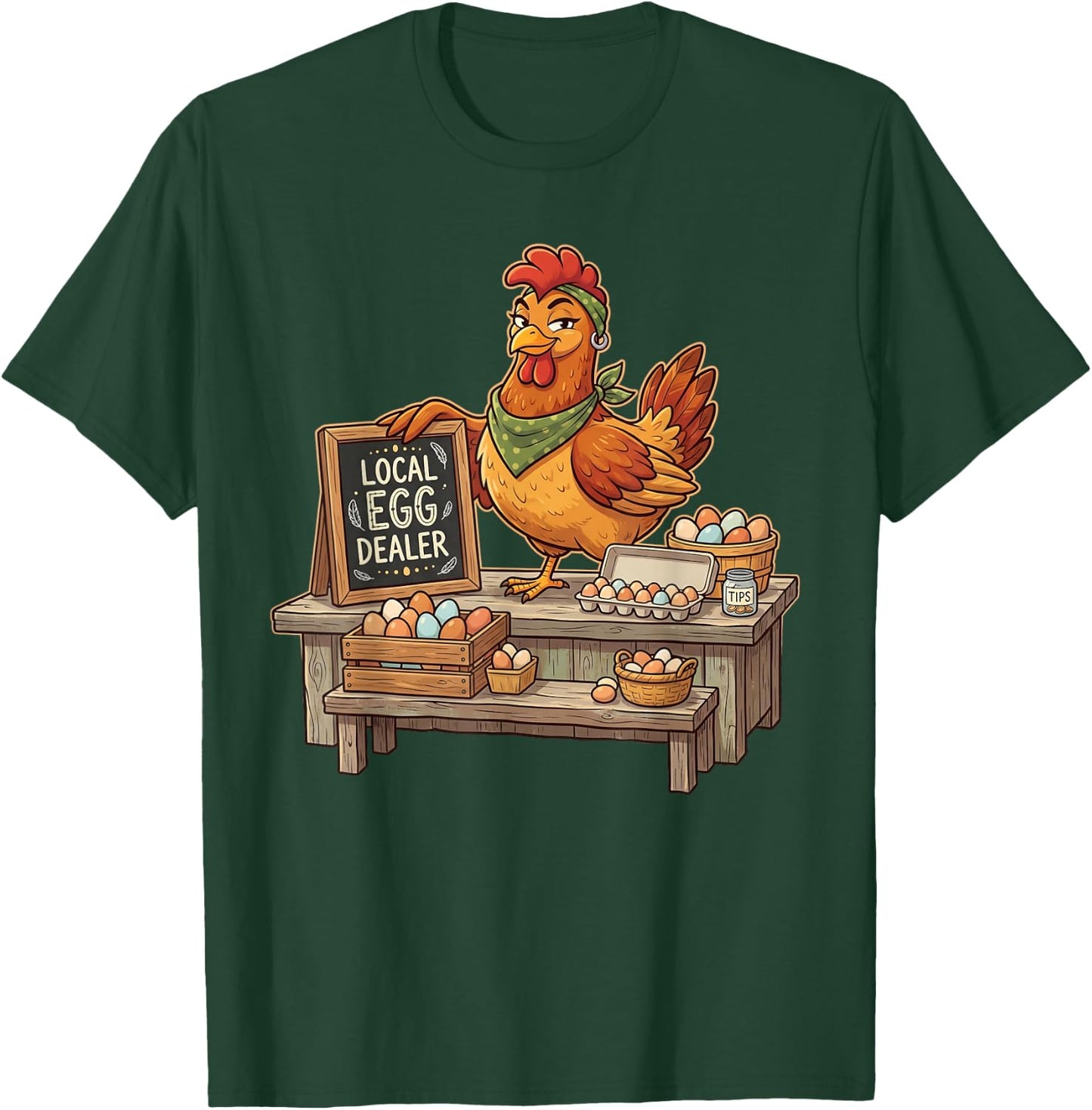 Local Egg Dealer Chicken Farm Stand Cute Hen Animal T-Shirt - T-Shirt | Forest
