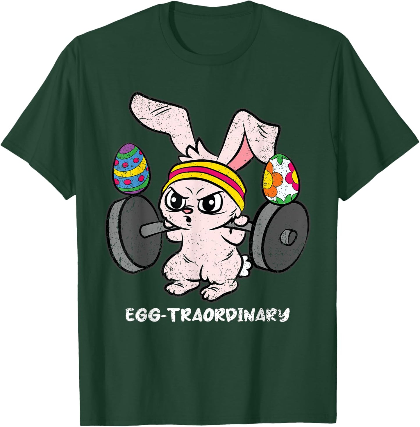 Egg-Traordinary Bunny Weight Lifting Easter Cute Gym Workout T-Shirt - T-Shirt | Forest