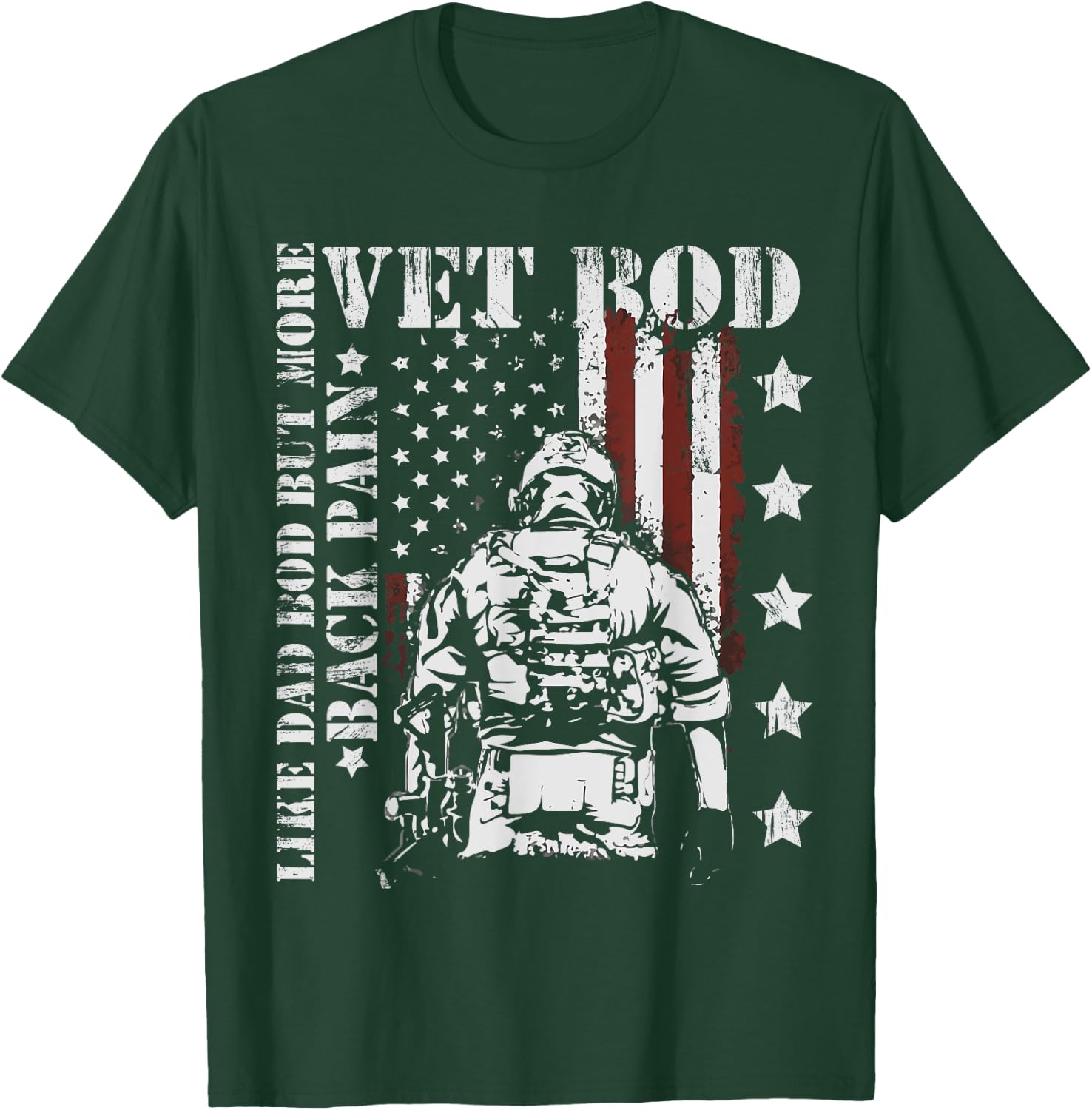 Vintage Vet Bod Like Dad Bod But More Back Pain Retro T-Shirt - T-Shirt | Forest