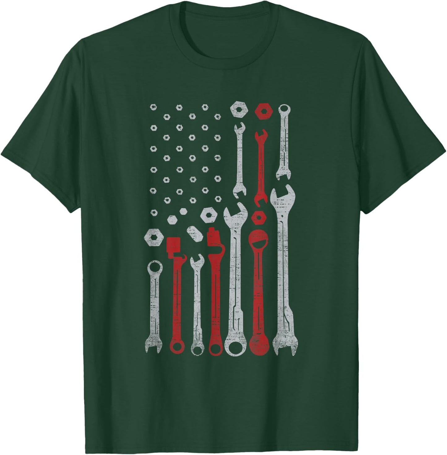 Vintage Mechanic Flag USA American Patriotic Flag Car T-Shirt - T-Shirt | Forest