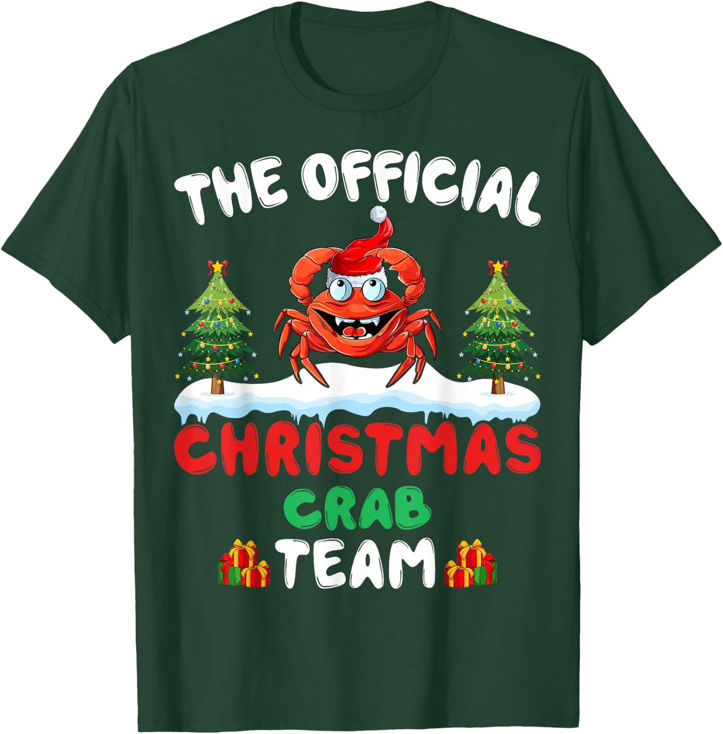 Crab Christmas Tree Santa Hat Xmas Light Christmas Crab Team T-Shirt - T-Shirt | Forest