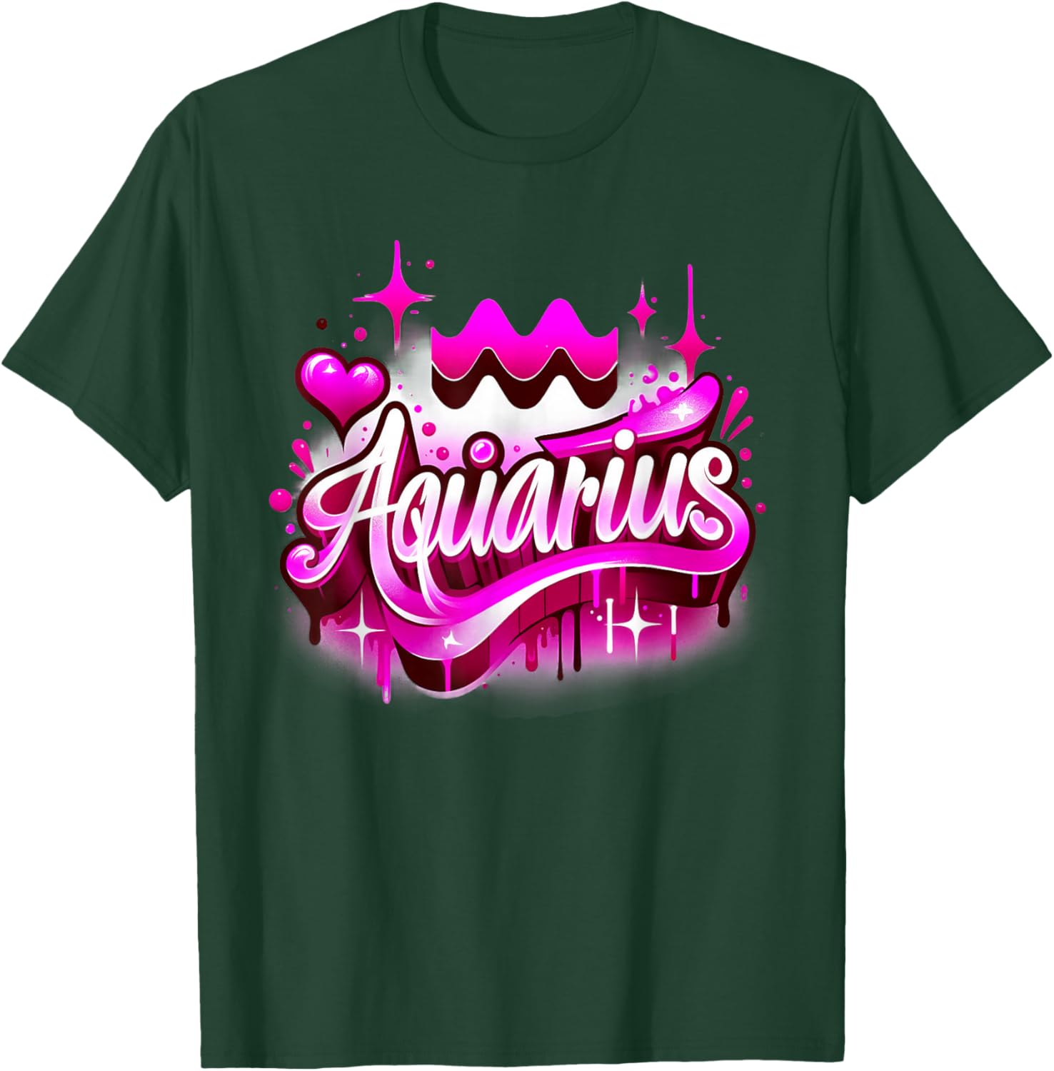 Pink Aquarius Zodiac Star Sign T-Shirt - T-Shirt | Forest