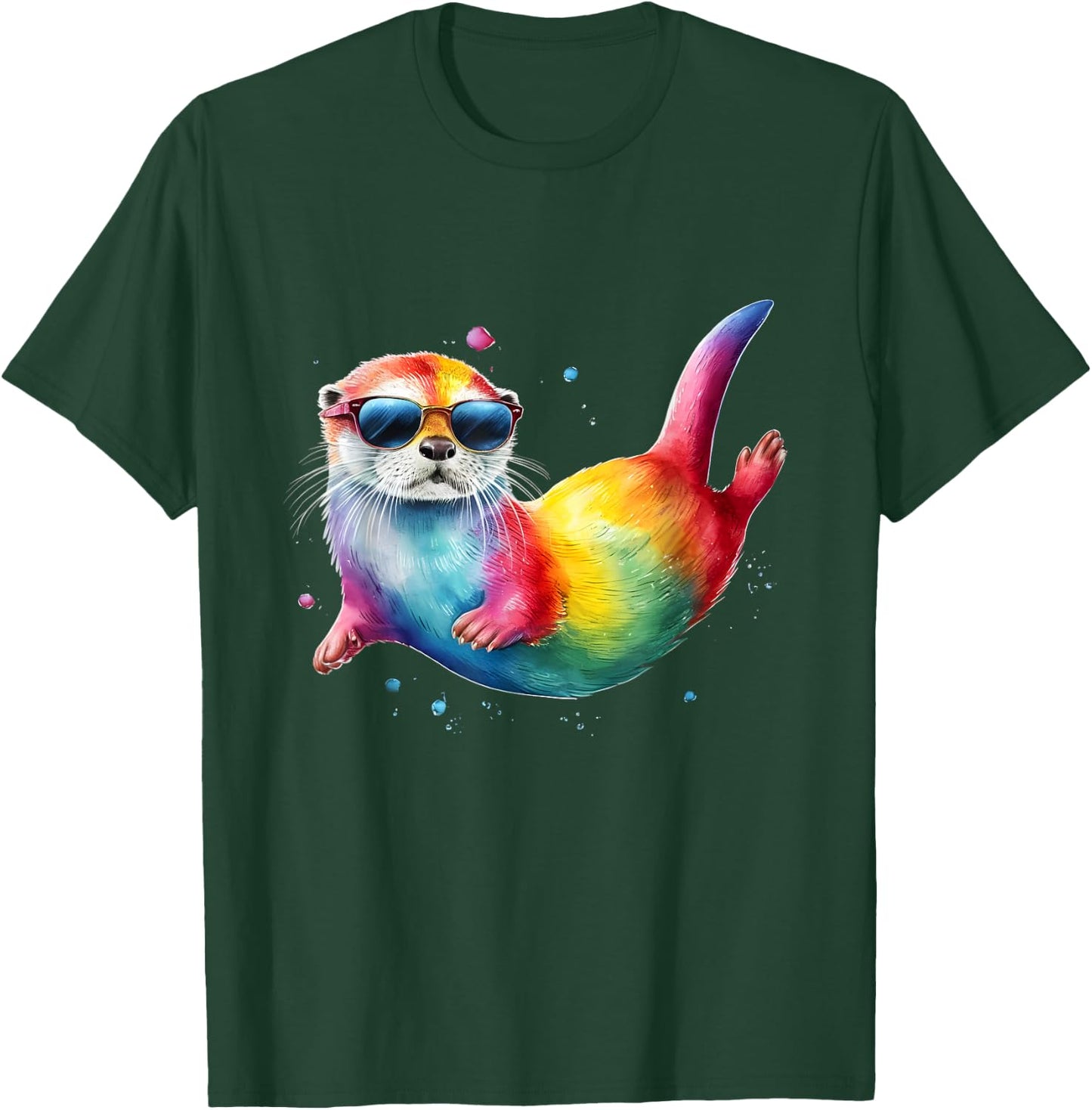 Otter Men Woman Colorful Watercolor Otter T-Shirt - T-Shirt | Forest