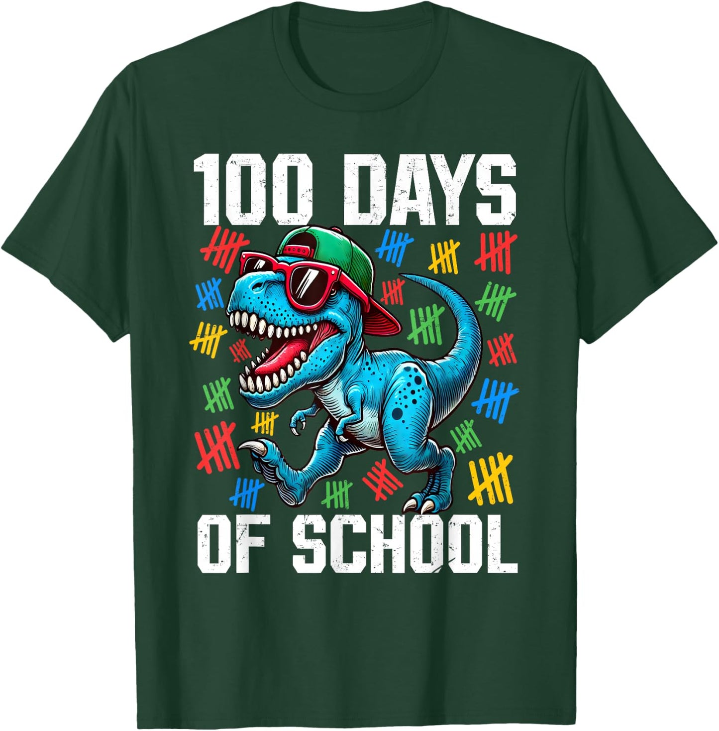 100 Days of School Dinosaur 100th Day Of School Boys Kids T-Shirt - T-Shirt | Forest