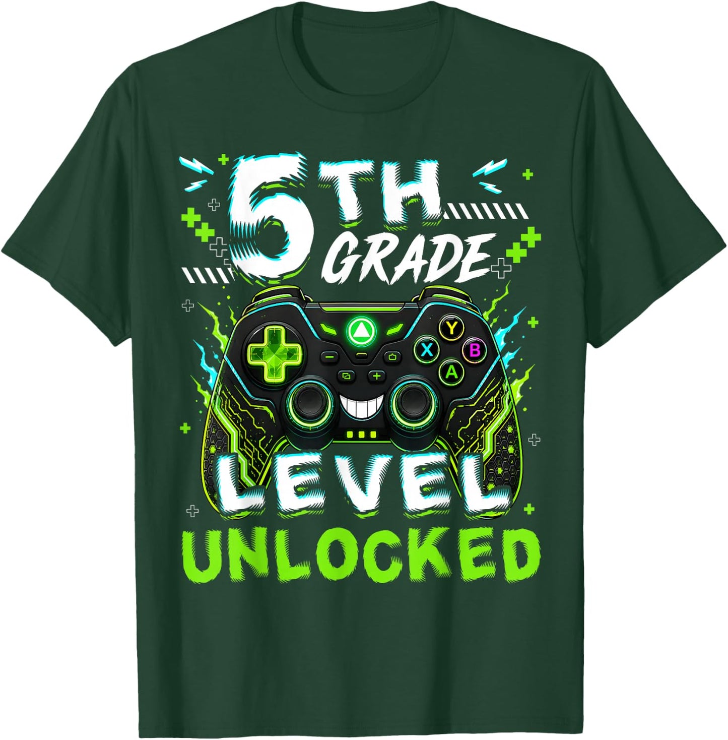 Back to School 5th Grade Level Unlocked Video Gamer Boy Kid T-Shirt - T-Shirt | Forest