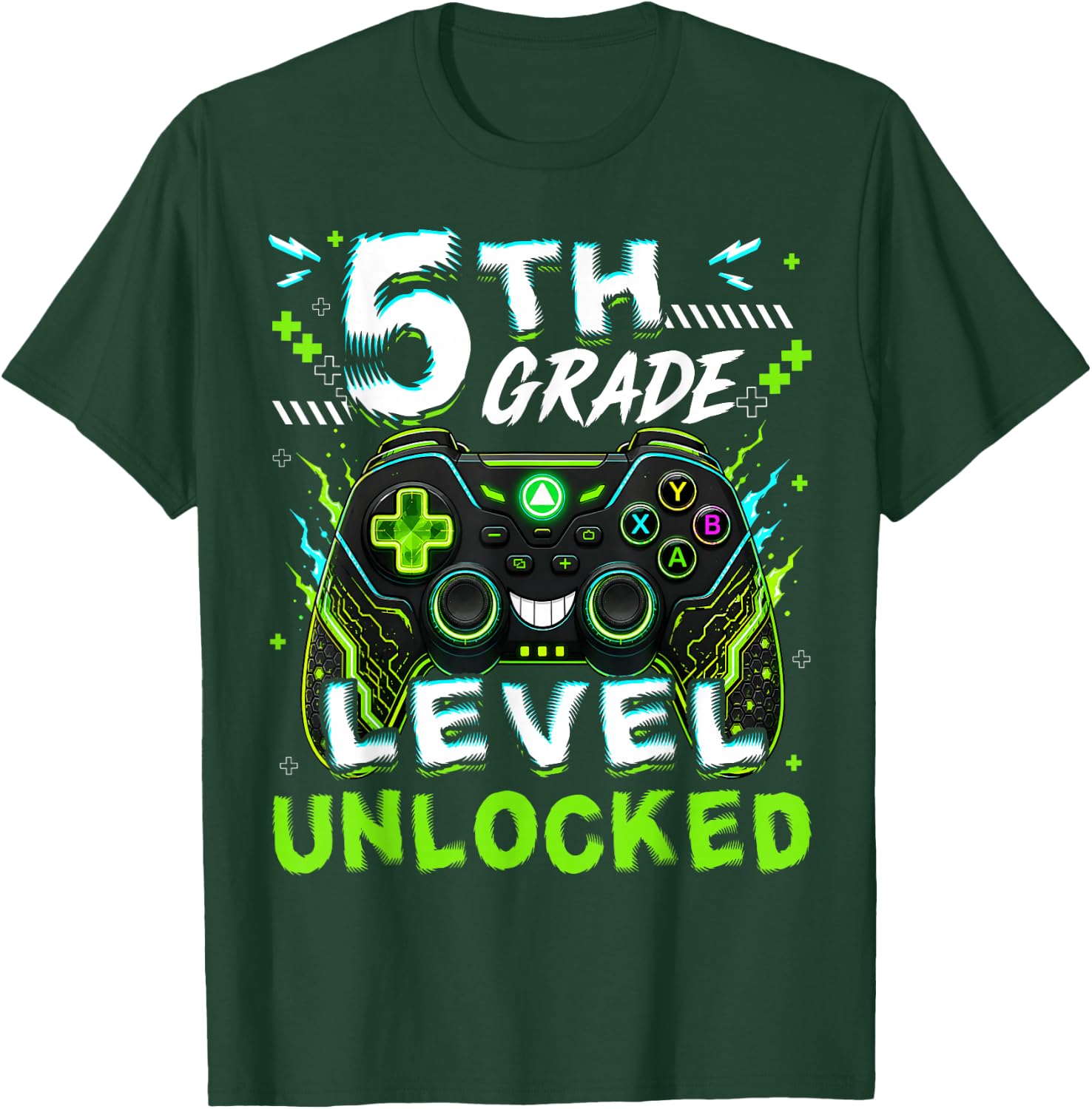 Back to School 5th Grade Level Unlocked Video Gamer Boy Kid T-Shirt - T-Shirt | Forest