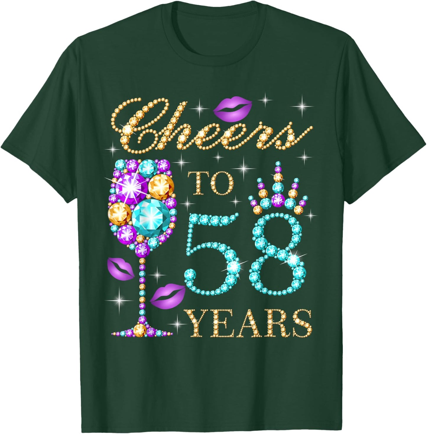 Cheers To 58 Years Old Women 58th Birthday Party T-Shirt - T-Shirt | Forest
