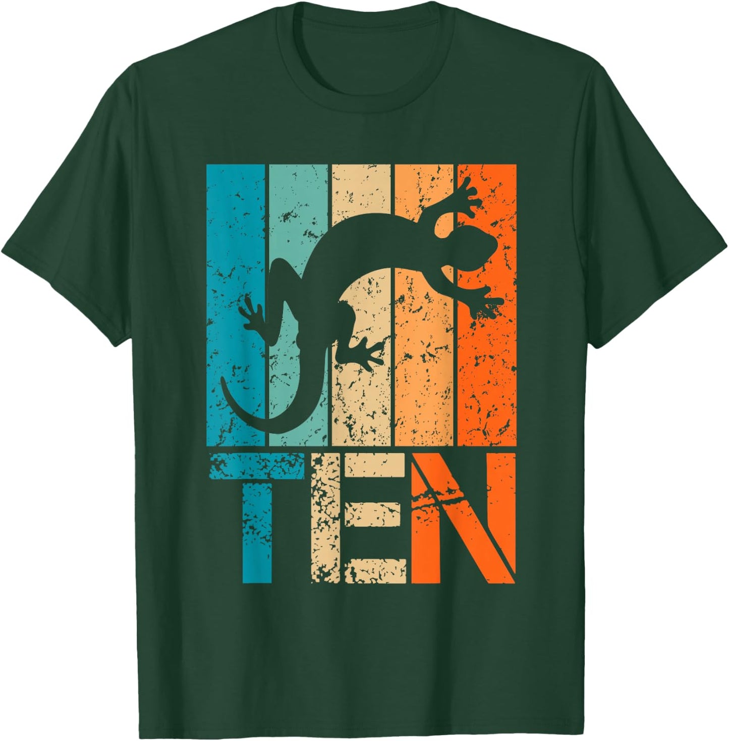 10th Lizard Birthday 10 Year Old 10yr Boys Birthday Reptile T-Shirt - T-Shirt | Forest