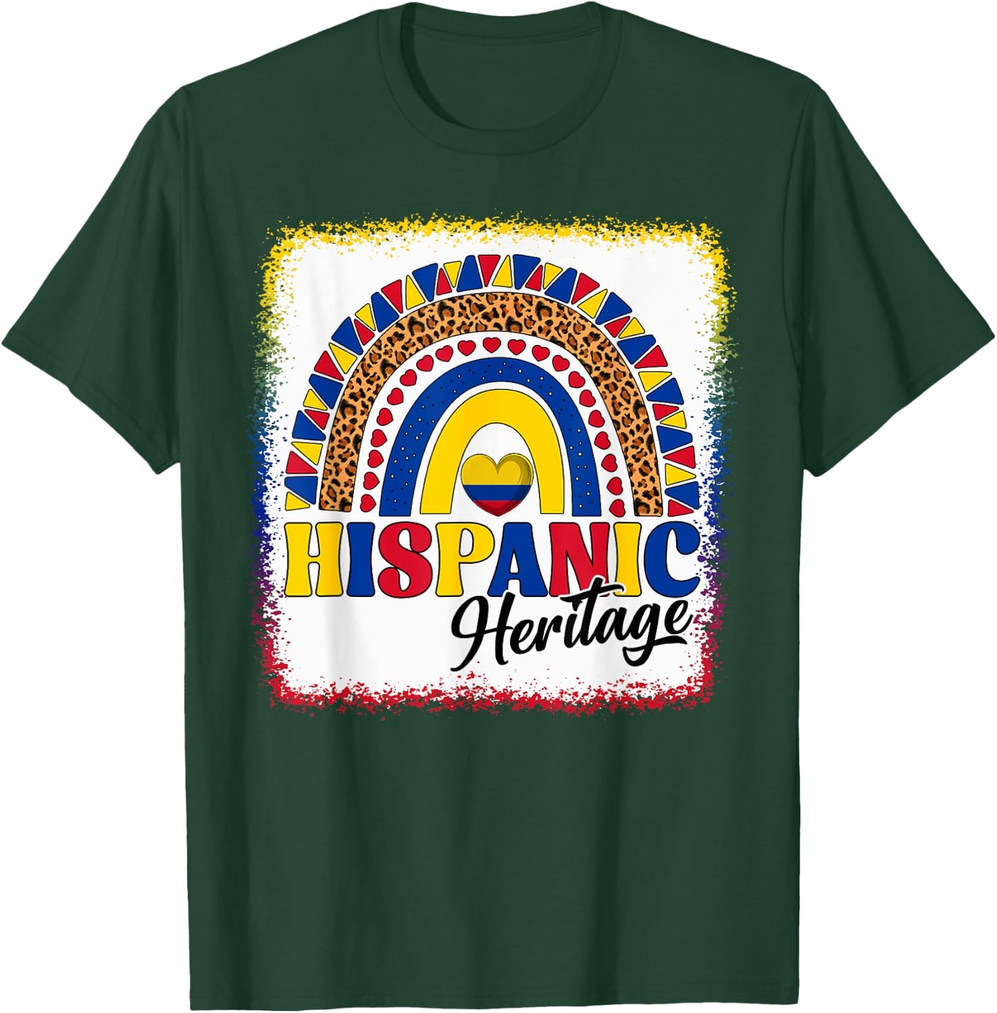 Colombia Hispanic Heritage Month Colombian Flag Boho Rainbow T-Shirt - T-Shirt | Forest