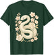 Elegant White Mint Snake with Peony Cherry Blossom Flowers T-Shirt - T-Shirt | Forest