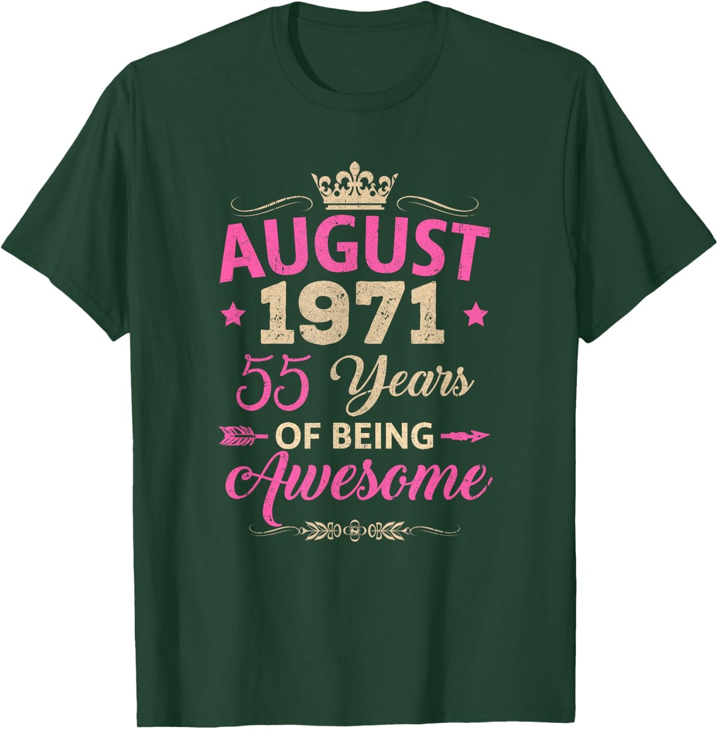 August 1971 55 Years of Being Awesome Retro 55Th Birthday T-Shirt - T-Shirt | Forest