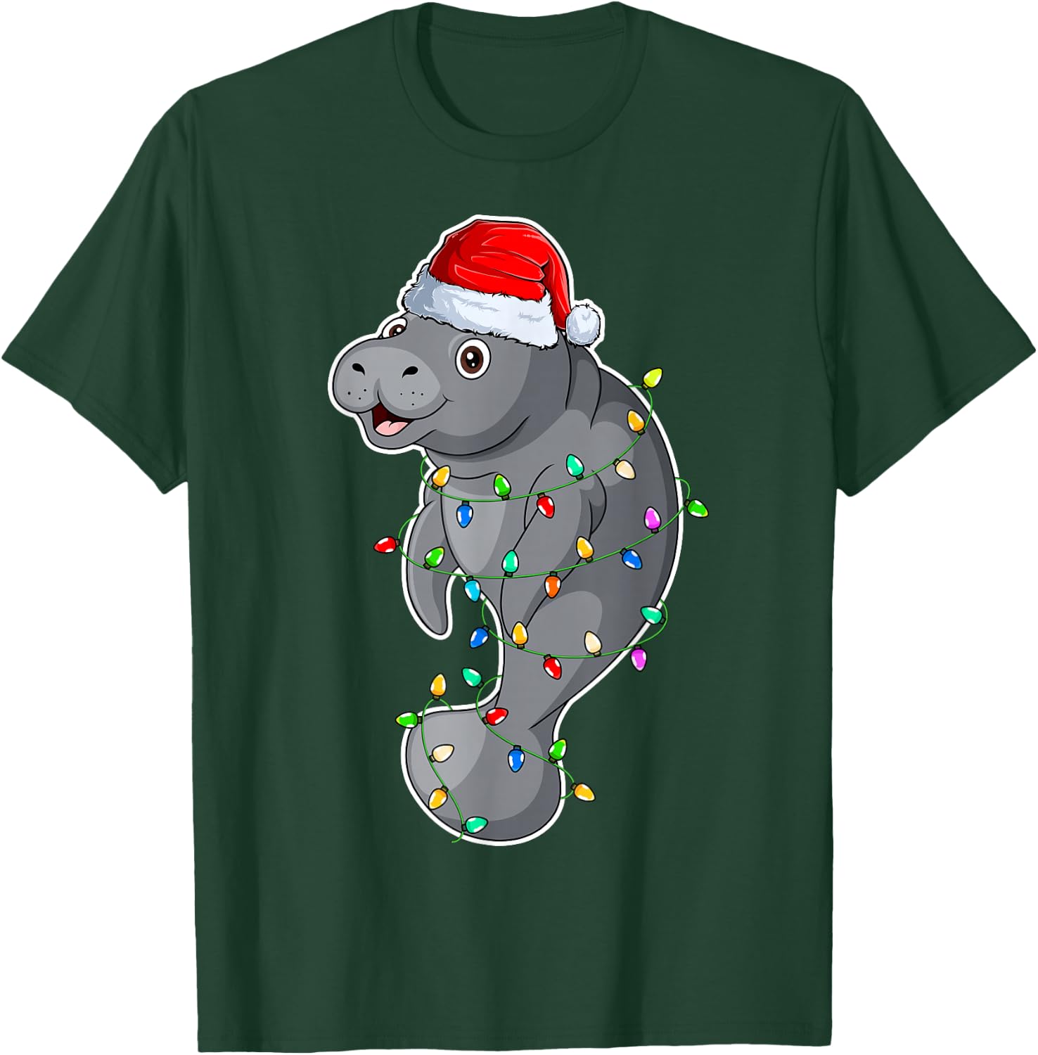 Manatee Wearing Santa Hat Xmas - Manatee Lover Christmas T-Shirt - T-Shirt | Forest