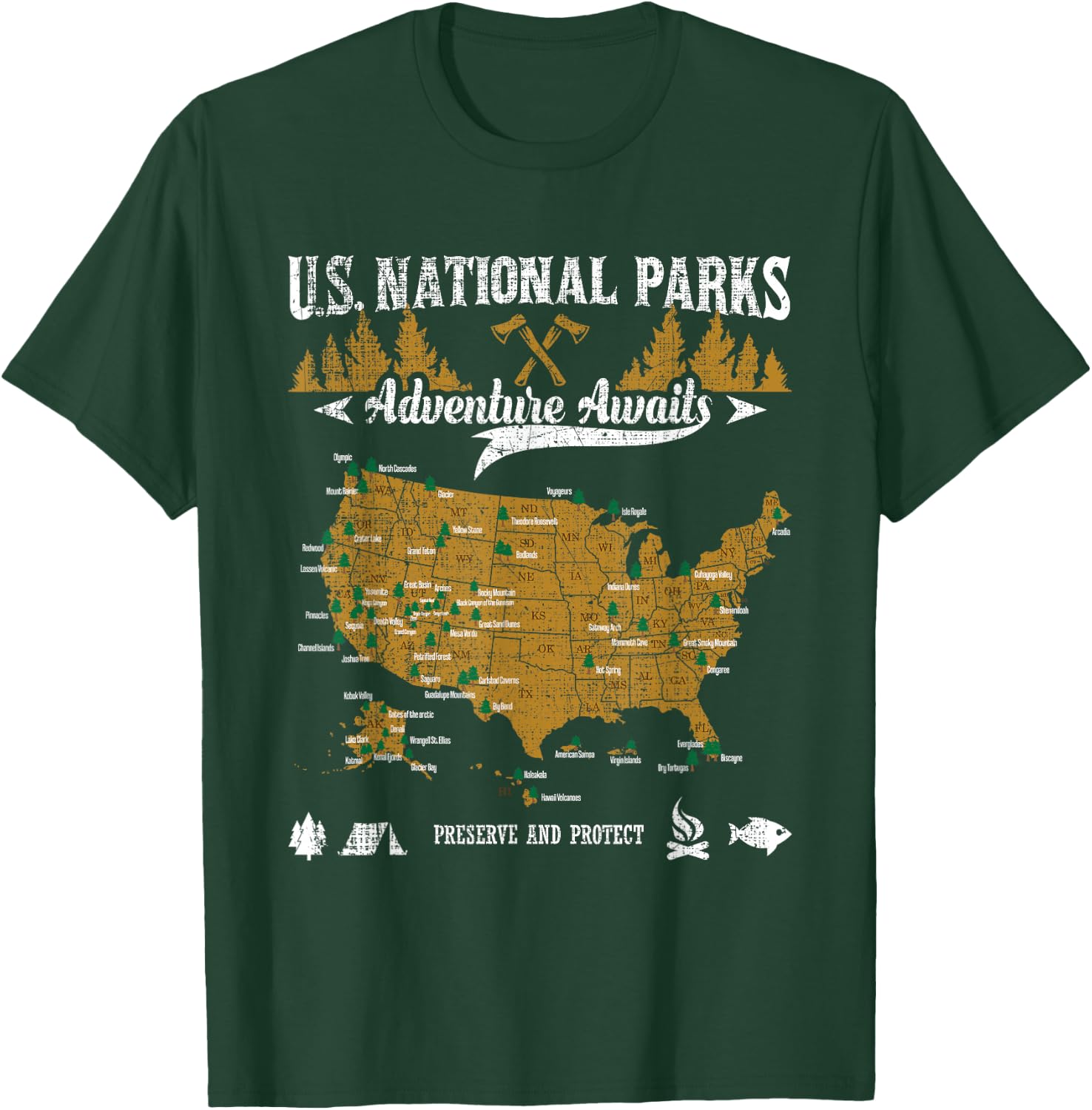 US National Parks Adventure Awaits - Hiking & Camping Lover T-Shirt - T-Shirt | Forest